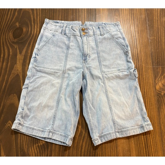 AMERICAN EAGLE Baggy Bermuda Womens 10 Light Wash Denim Cargo Shorts - Picture 2 of 11